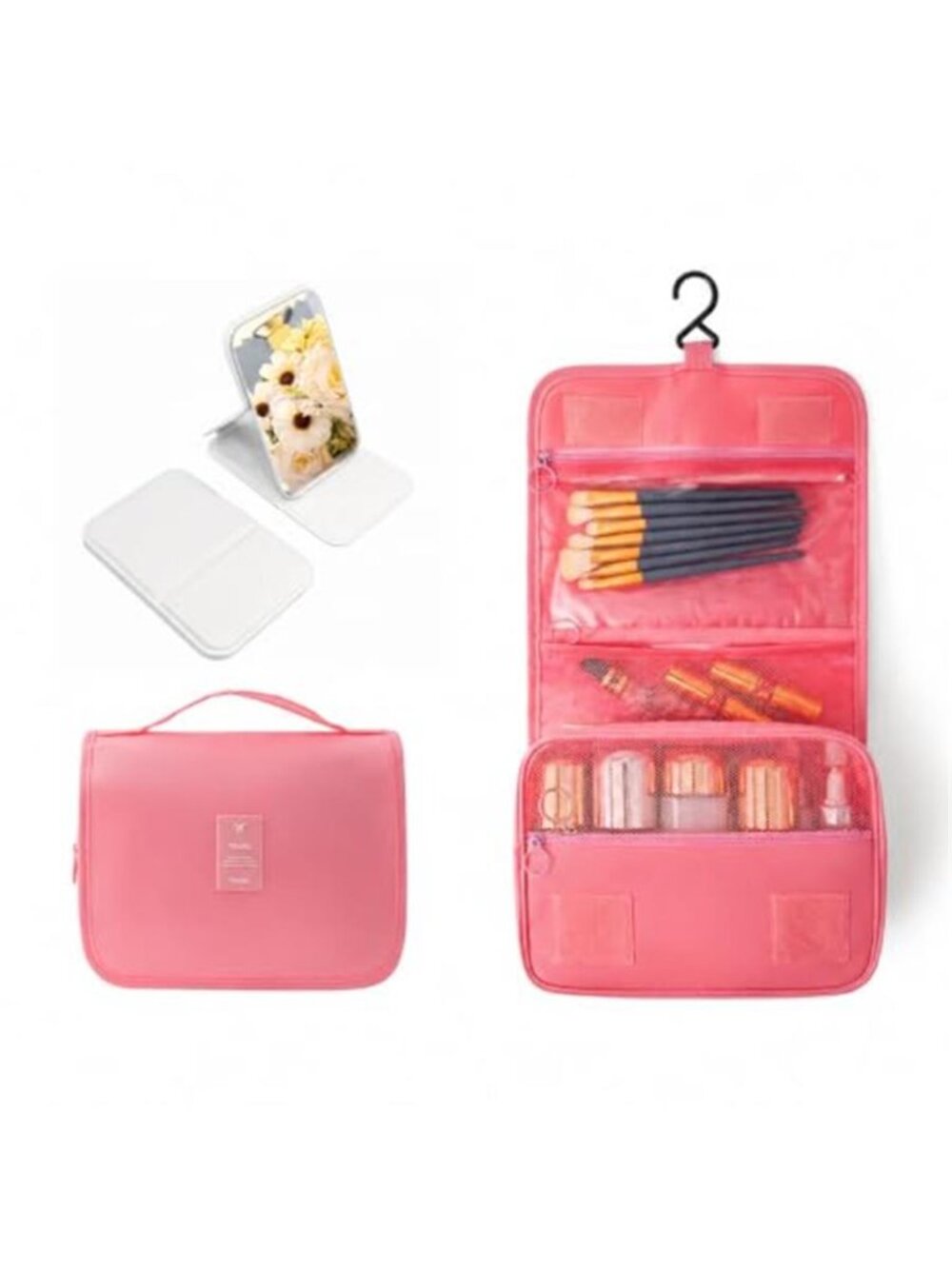 Travel Makeup Bag with Mirror Large Capacity Cosmetic Bag for Women